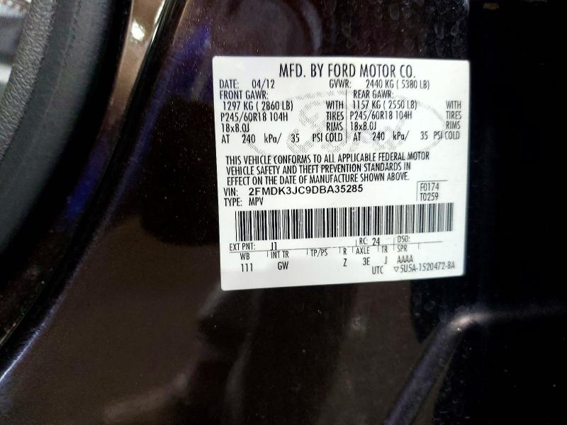 Aukcja sprzedaży 2013 Ford Edge, vin: 2FMDK3JC9DBA35285, numer aukcji: 53299056