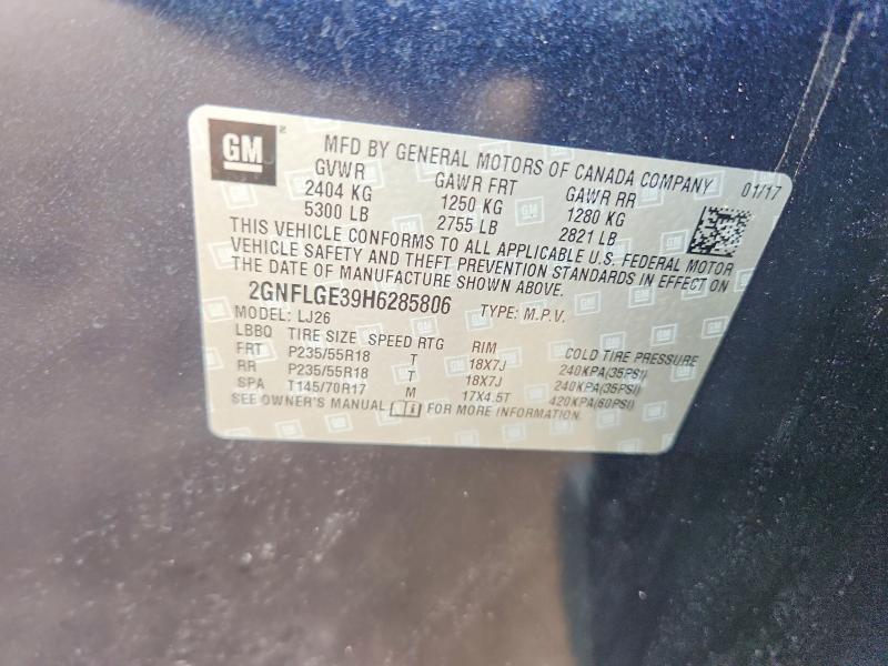 Продажа на аукционе авто 2017 Chevrolet Equinox, vin: 2GNFLGE39H6285806, номер лота: 53416346