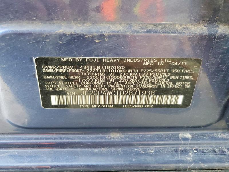 Aukcja sprzedaży 2013 Subaru Xv Crosstrek, vin: JF2GPAWC1D2871938, numer aukcji: 54141976