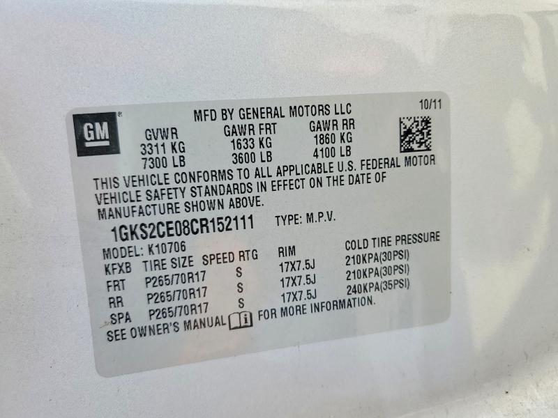 Продаж на аукціоні авто 2012 Gmc Yukon, vin: 1GKS2CE08CR152111, номер лоту: 54818066