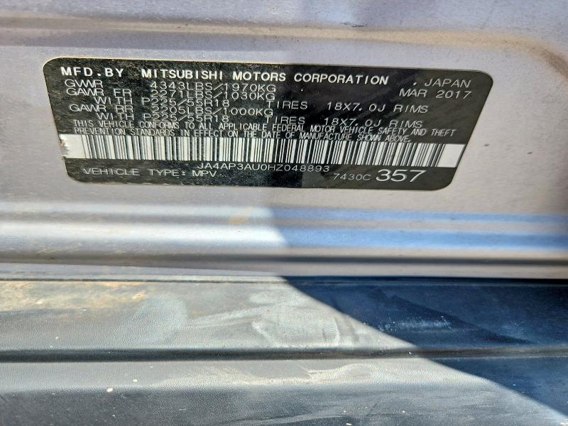 Продаж на аукціоні авто 2017 Mitsubishi Outlander Sport, vin: JA4AP3AU0HZ048893, номер лоту: 52565006