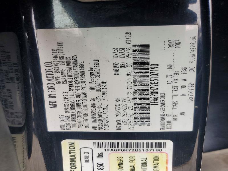 Aukcja sprzedaży 2016 Ford Fusion, vin: 1FA6P0H72G5107190, numer aukcji: 55111186