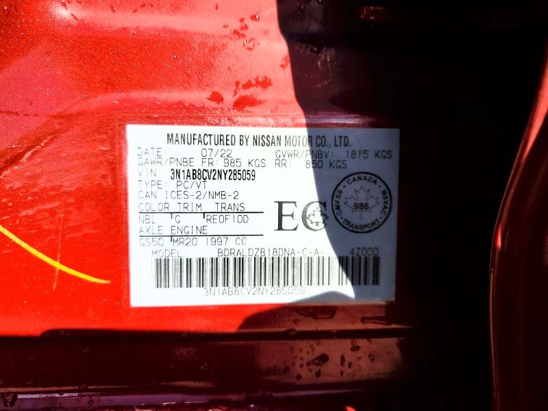 Продаж на аукціоні авто 2022 Nissan Sentra, vin: 3N1AB8CV2NY285059, номер лоту: 53760056