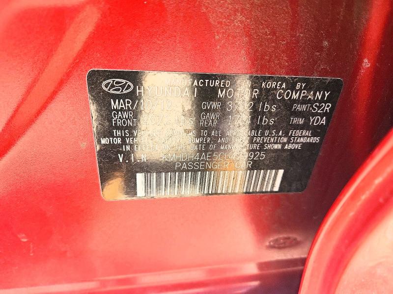 Aukcja sprzedaży 2012 Hyundai Elantra, vin: KMHDH4AE5CU479925, numer aukcji: 53055226