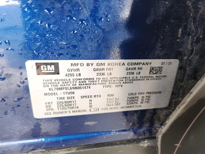 Продаж на аукціоні авто 2022 Chevrolet Trailblazer, vin: KL79MPSL6NB051474, номер лоту: 52578976