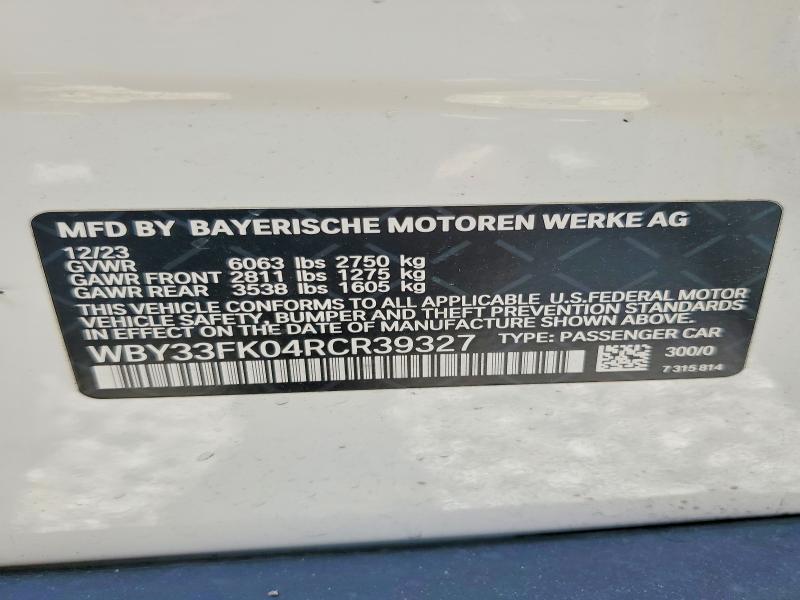 Продажа на аукционе авто 2024 Bmw I5, vin: WBY33FK04RCR39327, номер лота: 54185536