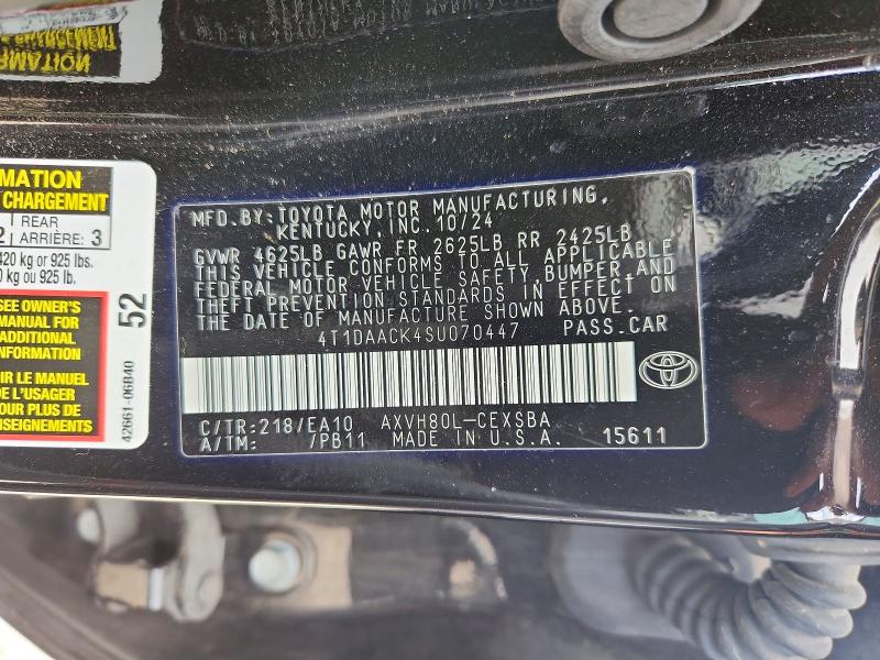Продажа на аукционе авто 2025 Toyota Camry, vin: 4T1DAACK4SU070447, номер лота: 55707216