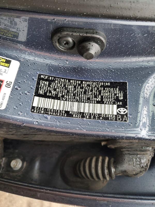2014 Toyota Corolla მანქანა იყიდება აუქციონზე, vin: 5YFBURHE7EP045404, აუქციონის ნომერი: 52448546