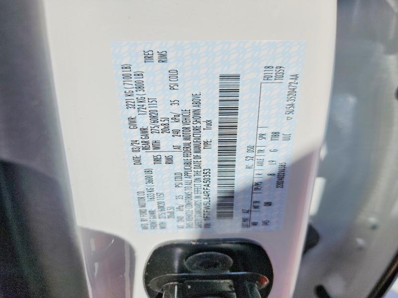 2024 Ford F150 მანქანა იყიდება აუქციონზე, vin: 1FTFW5L84RFA50353, აუქციონის ნომერი: 52314736