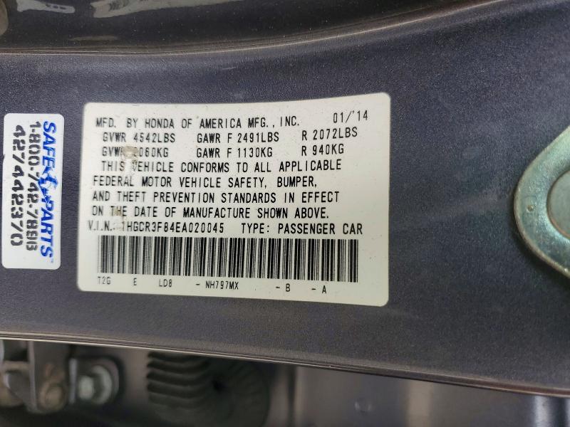 Aukcja sprzedaży 2014 Honda Accord, vin: 1HGCR3F84EA020045, numer aukcji: 53820986