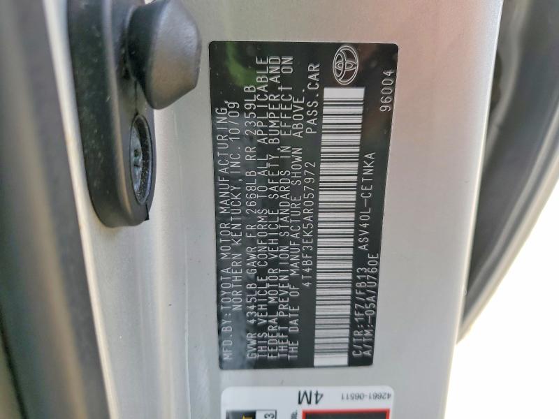 Aukcja sprzedaży 2010 Toyota Camry, vin: 4T4BF3EK5AR057972, numer aukcji: 55108396