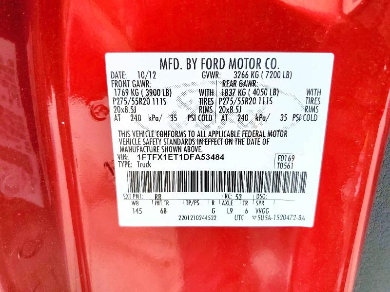 53868616 :رقم المزاد ، 1FTFX1ET1DFA53484 vin ، 2013 Ford F-150 مزاد بيع