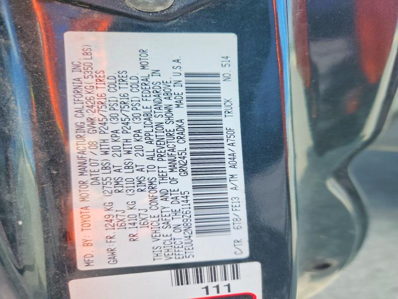 55192746 :رقم المزاد ، 5TEUU42N89Z611445 vin ، 2009 Toyota Tacoma مزاد بيع