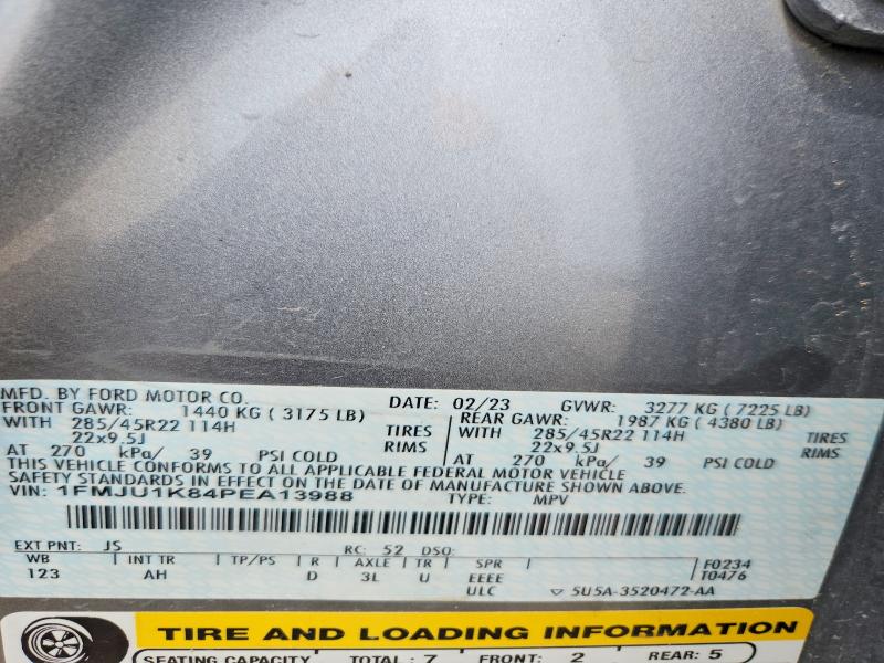 2023 Ford Expedition მანქანა იყიდება აუქციონზე, vin: 1FMJU1K84PEA13988, აუქციონის ნომერი: 55023316