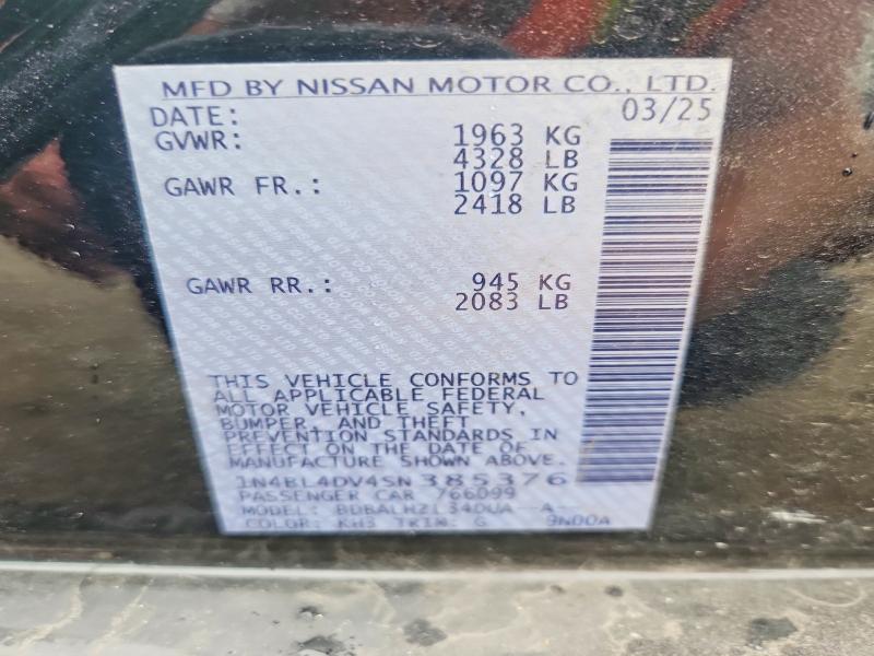 Aukcja sprzedaży 2025 Nissan Altima, vin: 1N4BL4DV4SN385376, numer aukcji: 54791516