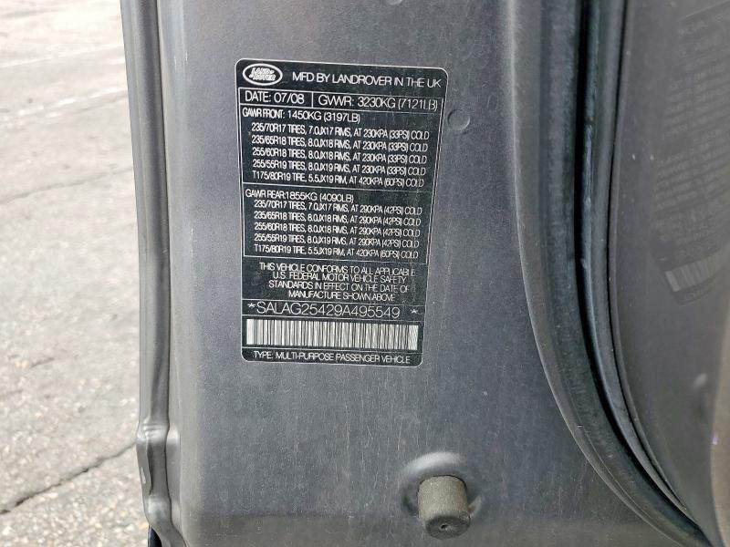 Продаж на аукціоні авто 2009 Land Rover Lr3, vin: SALAG25429A495549, номер лоту: 54508626