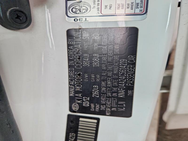 54001166 :رقم المزاد ، KNAFU4A24C5614219 vin ، 2012 Kia Forte مزاد بيع