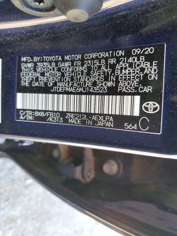 Продажа на аукционе авто 2021 Toyota Corolla, vin: JTDEPMAE6MJ143523, номер лота: 54658076