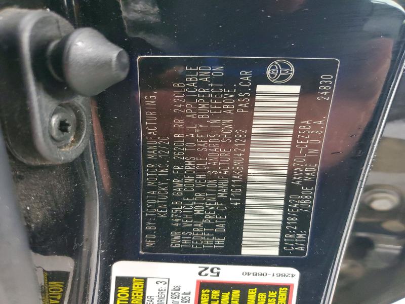 Aukcja sprzedaży 2021 Toyota Camry, vin: 4T1G11AK8MU421282, numer aukcji: 52009766