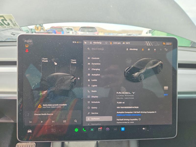 Продажа на аукционе авто 2022 Tesla Mdl Y, vin: 7SAYGDEE6NF447826, номер лота: 52896366