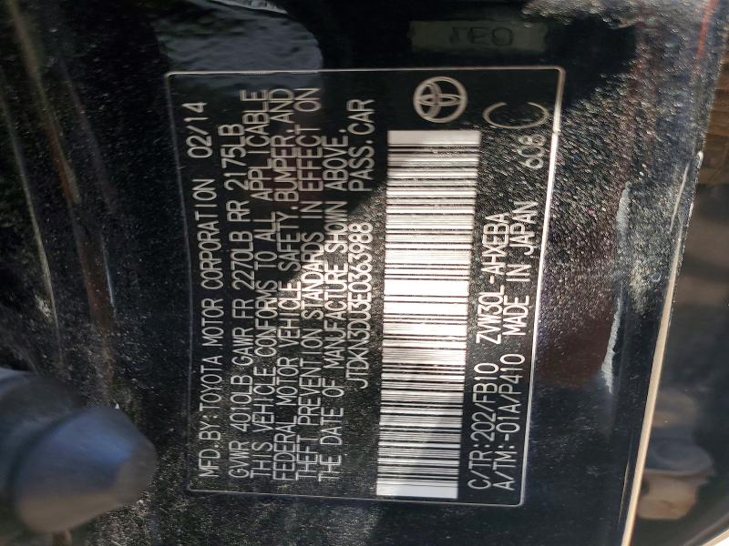 Aukcja sprzedaży 2014 Toyota Prius, vin: JTDKN3DU3E0363988, numer aukcji: 52004806