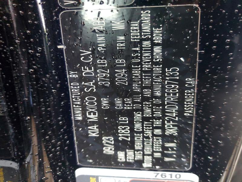 Продаж на аукціоні авто 2024 Kia Forte, vin: 3KPF24AD7RE697135, номер лоту: 54728226