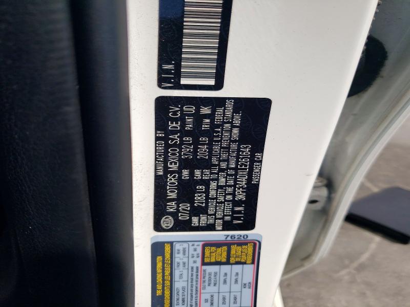 53113806 :رقم المزاد ، 3KPF34ADXLE261643 vin ، 2020 Kia Forte مزاد بيع
