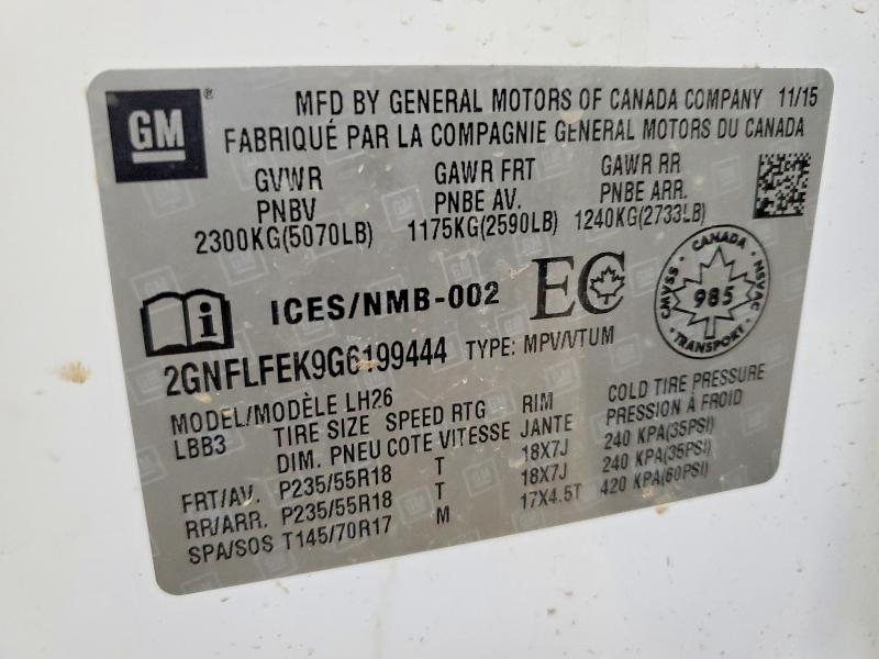Продаж на аукціоні авто 2016 Chevrolet Equinox, vin: 2GNFLFEK9G6199444, номер лоту: 52902196