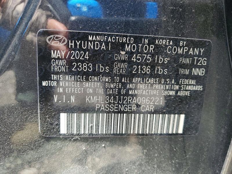 53574016 :رقم المزاد ، KMHL34JJ2RA096221 vin ، 2024 Hyundai Sonata Hybrid مزاد بيع