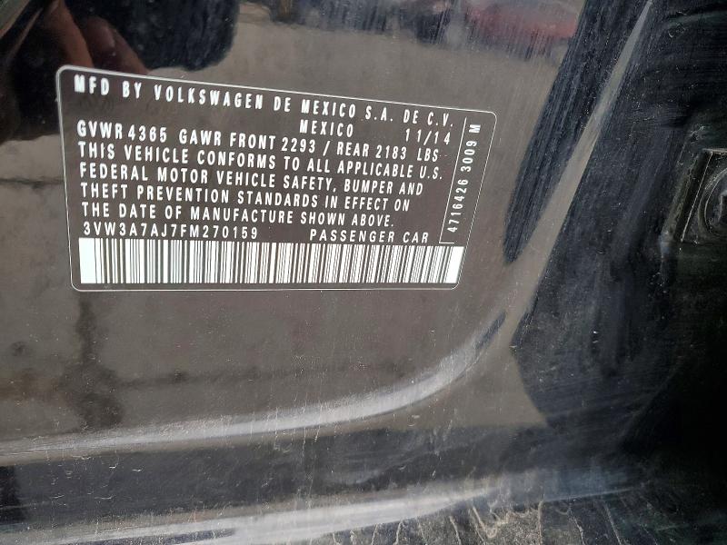 Продажа на аукционе авто 2015 Volkswagen Jetta, vin: 3VW3A7AJ7FM270159, номер лота: 53417246