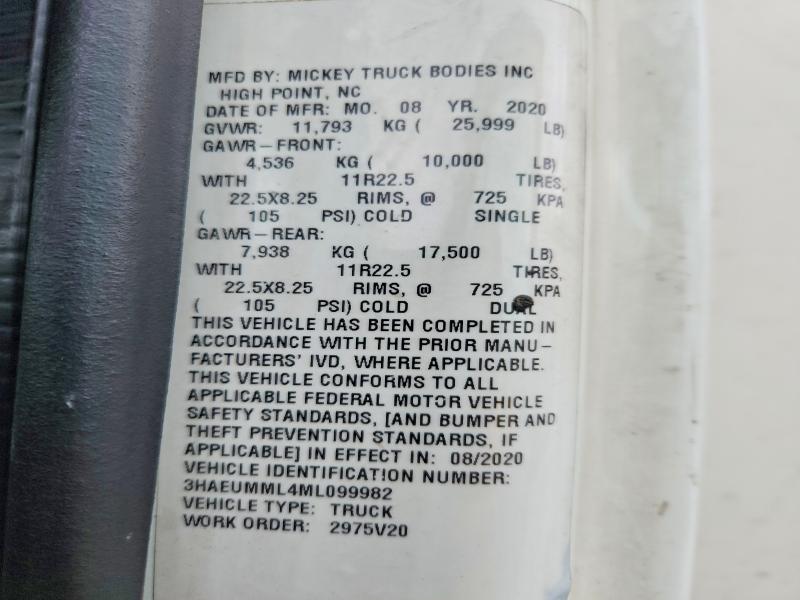 Продажа на аукционе авто 2021 International Mv607, vin: 3HAEUMML4ML099982, номер лота: 52983616