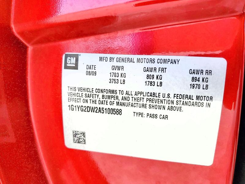 Продажа на аукционе авто 2010 Chevrolet Corvette, vin: 1G1YG2DW2A5100588, номер лота: 53357666