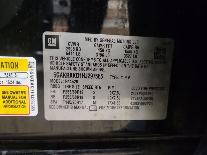 2017 Buick Enclave მანქანა იყიდება აუქციონზე, vin: 5GAKRAKD1HJ297565, აუქციონის ნომერი: 51493376