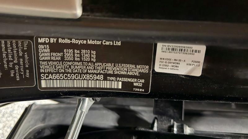 2016 Rolls-royce Wraith მანქანა იყიდება აუქციონზე, vin: SCA665C59GUX85948, აუქციონის ნომერი: 53740896