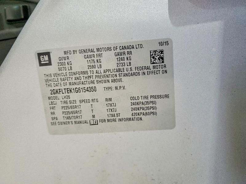 Продаж на аукціоні авто 2016 Gmc Terrain, vin: 2GKFLTEK1G6154350, номер лоту: 51780066