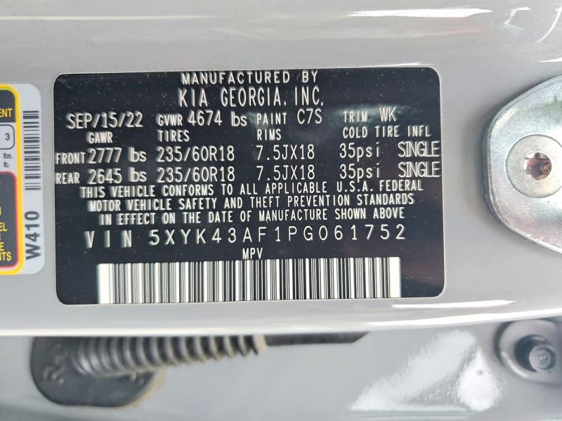 2023 Kia Sportage მანქანა იყიდება აუქციონზე, vin: 5XYK43AF1PG061752, აუქციონის ნომერი: 52520086
