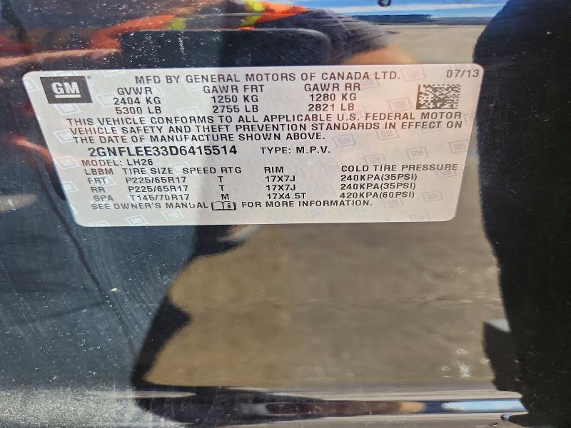 Aukcja sprzedaży 2013 Chevrolet Equinox, vin: 2GNFLEE33D6415514, numer aukcji: 53080976
