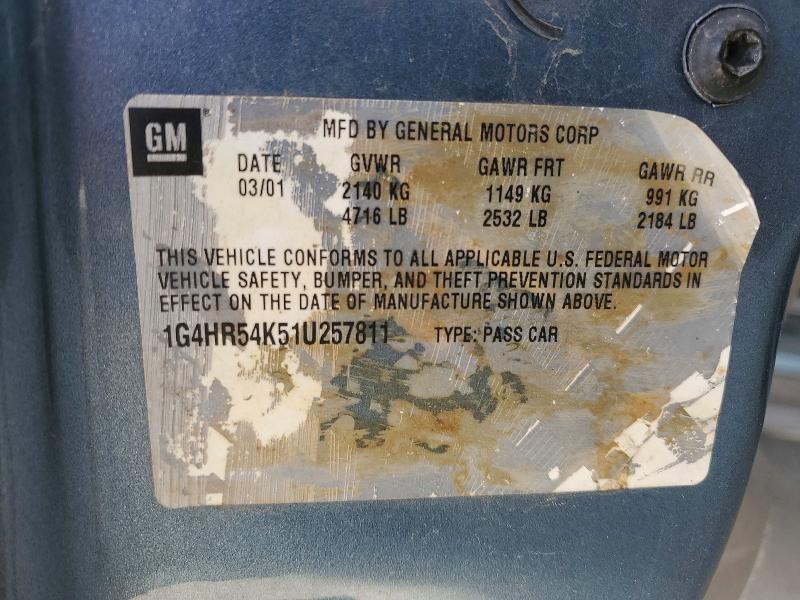Aukcja sprzedaży 2001 Buick Lesabre, vin: 1G4HR54K51U257811, numer aukcji: 54961336