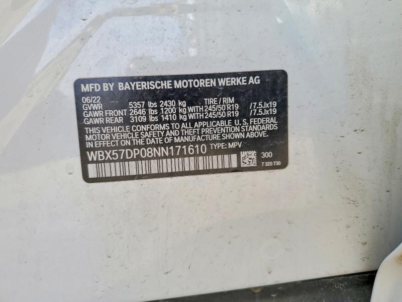 53026746 :رقم المزاد ، WBX57DP08NN171610 vin ، 2022 Bmw X3 مزاد بيع