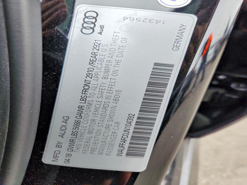 2018 Audi S6 მანქანა იყიდება აუქციონზე, vin: WAUFFAFC0JN104392, აუქციონის ნომერი: 52040936