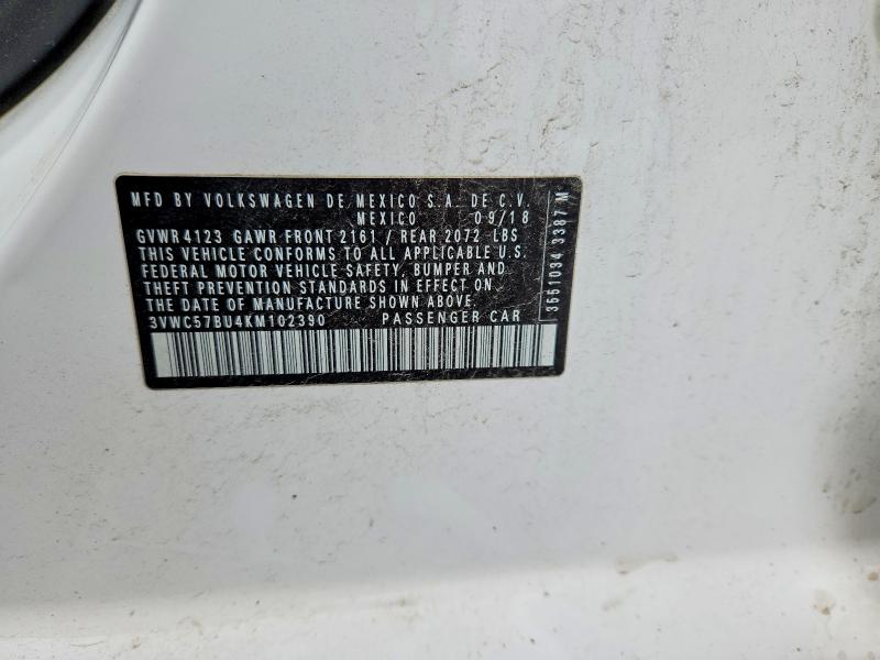 52561756 :رقم المزاد ، 3VWC57BU4KM102390 vin ، 2019 Volkswagen Jetta مزاد بيع