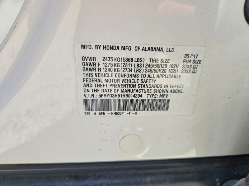 52082186 :رقم المزاد ، 5FRYD3H51HB014204 vin ، 2017 Acura Mdx مزاد بيع