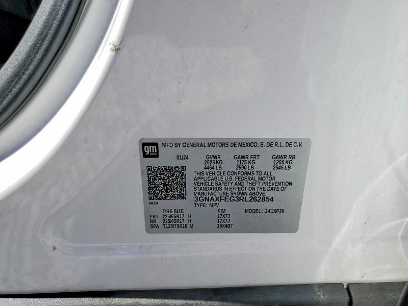 Продажа на аукционе авто 2024 Chevrolet Equinox, vin: 3GNAXFEG3RL262854, номер лота: 53604416