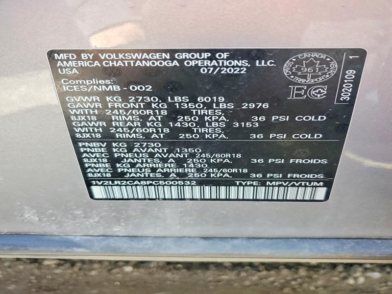 2023 Volkswagen Atlas მანქანა იყიდება აუქციონზე, vin: 1V2LR2CA8PC500532, აუქციონის ნომერი: 52818856
