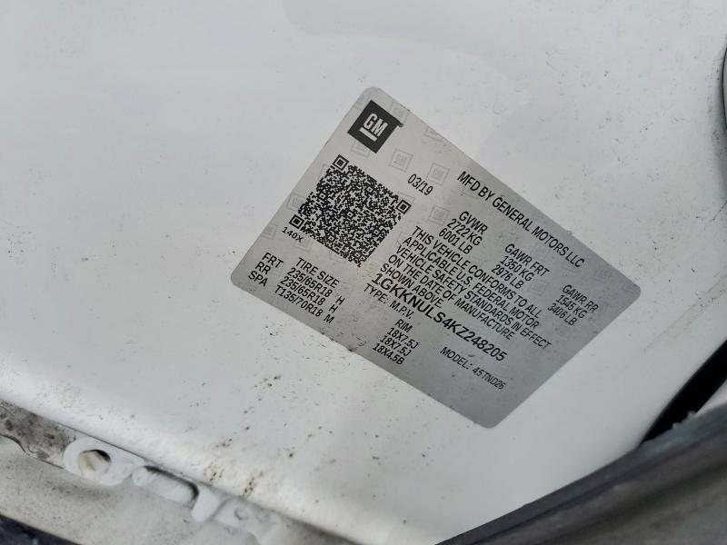 2019 Gmc Acadia მანქანა იყიდება აუქციონზე, vin: 1GKKNULS4KZ248205, აუქციონის ნომერი: 52910226