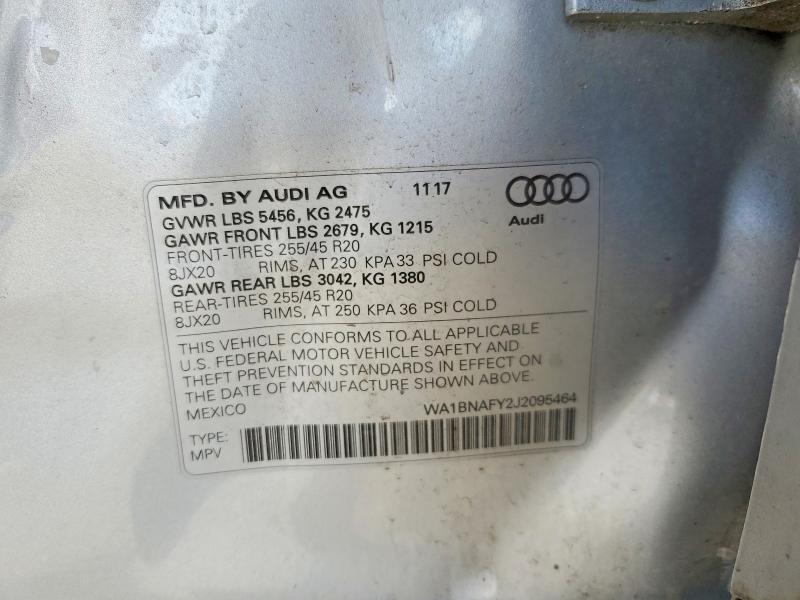 Aukcja sprzedaży 2018 Audi Q5, vin: WA1BNAFY2J2095464, numer aukcji: 53592156