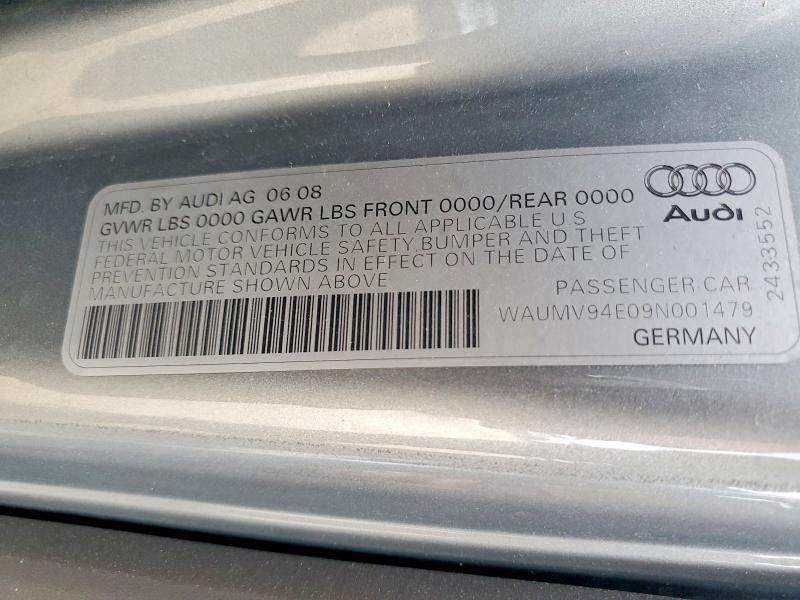 53798476 :رقم المزاد ، WAUMV94E09N001479 vin ، 2009 Audi A8 مزاد بيع