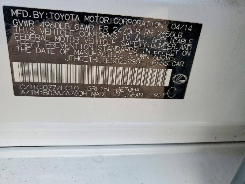 Aukcja sprzedaży 2014 Lexus Gs, vin: JTHCE1BL1E5025980, numer aukcji: 52590886