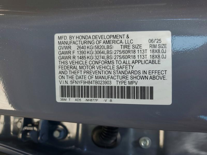 Продажа на аукционе авто 2026 Honda Passport, vin: 5FNYF9H84TB023903, номер лота: 55153096