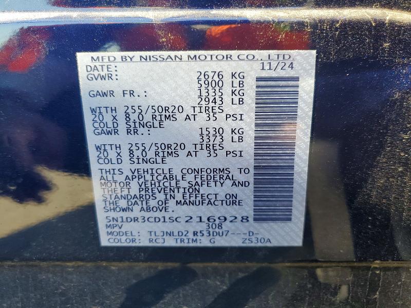 52087936 :رقم المزاد ، 5N1DR3CD1SC216928 vin ، 2025 Nissan Pathfinder مزاد بيع